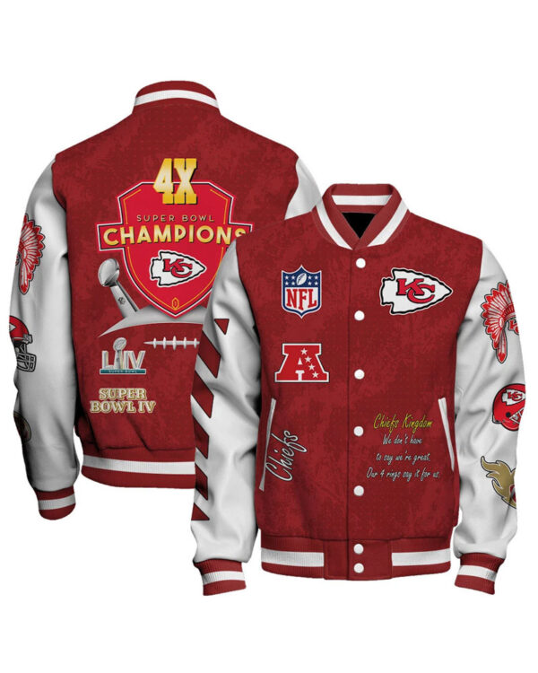 Kansas City Chiefs 4X Super Bowl LIX Champions Winning Spirit Varsity Jacket