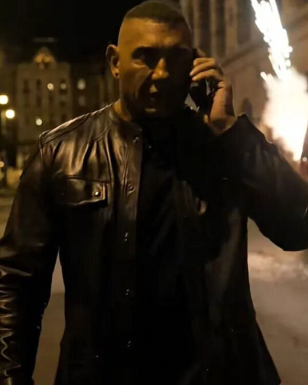 The Killer’s Game 2024 Dave Bautista Black Leather Jacket - Image 2