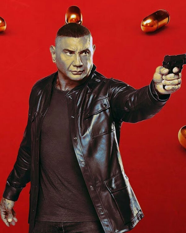The Killer’s Game 2024 Dave Bautista Black Leather Jacket